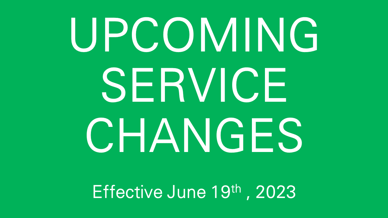 Text displaying "Upcoming Service Changes; effective June 19th, 2023". Image links to https://lantabus.com/june-2023-service-changes/